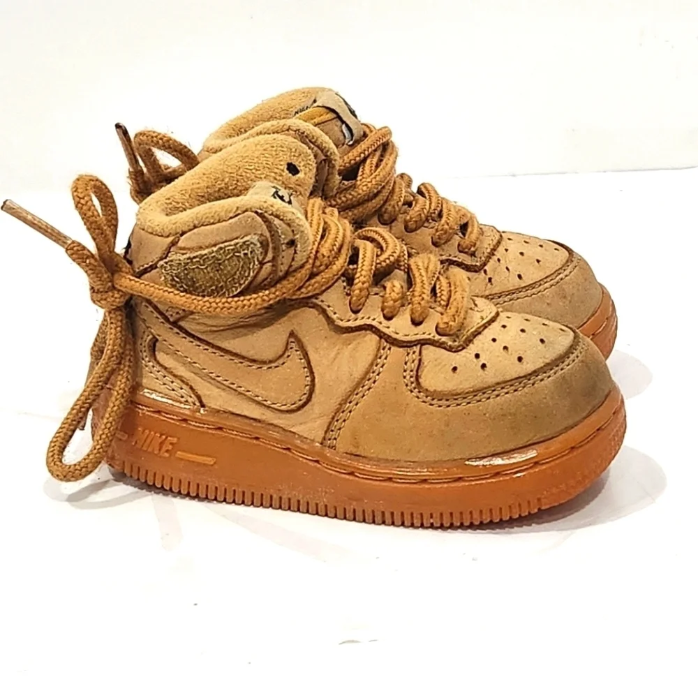 Nike Air Force 1 High‎ Top Camel Brown Nobuck Baby Size 5C Lace Up